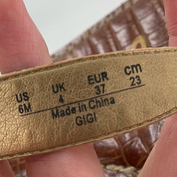 Sam Endelman Gigi sandals size 6 37 tan green snakeskin print leather t-strap - Picture 12 of 14